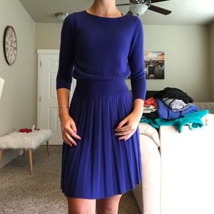 Blue fit and flare sweater dress!